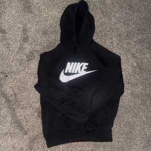 Nike Men's Black Hoodie with White Logo